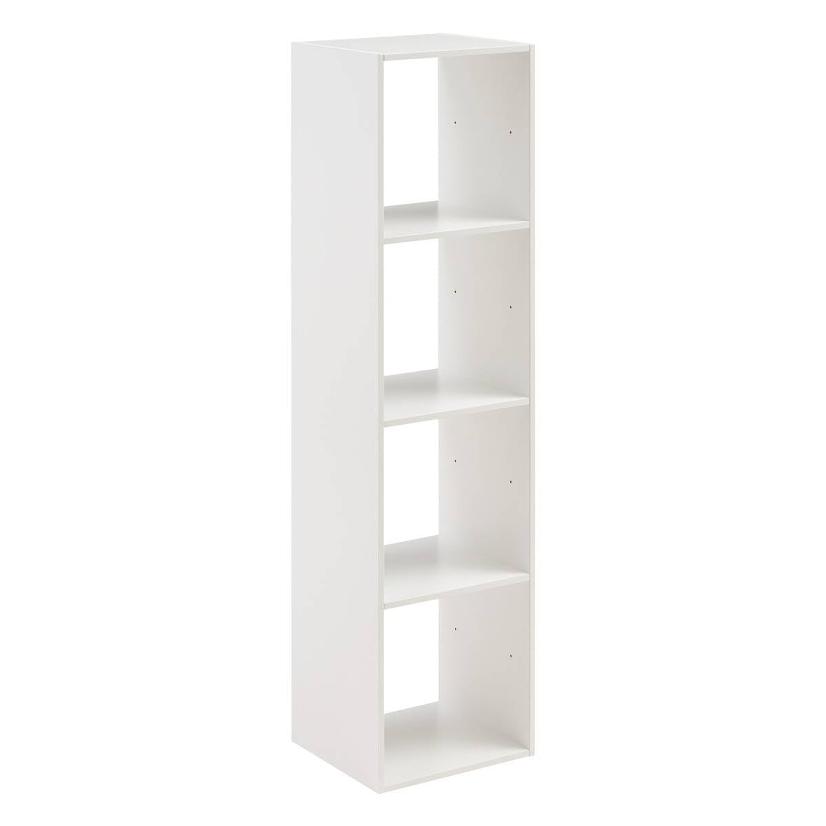5 five simply smart 5five – Mix’n Modul Weißes Säulenregal – 4 Ablagen, Höhe 134 cm – Bücherregal, Aufbewahrungsmöbel für Wohnzimmer, Schlafzimmer, Büro