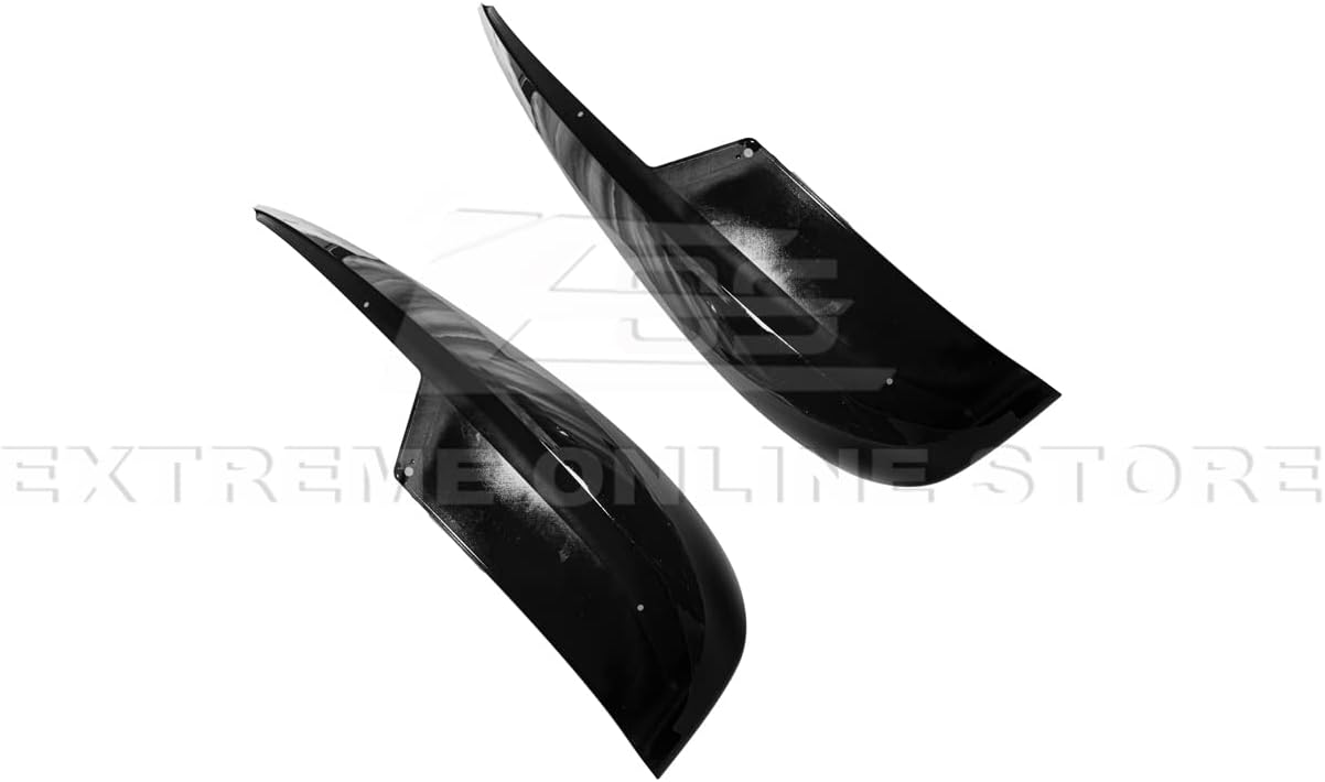 Replacement for 2005-2013 Chevrolet Corvette C6 Base Models | GM Factory XL Extended Style Front & Rear ABS Plastic - Painted Glossy Black Side Wheel Splash Guards Mud Flap Pair