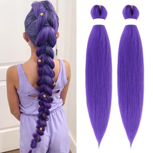 Purple Pre-stretched Braiding Hair Extension for...