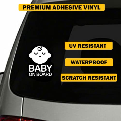 Image of TOTOMO Baby on Board Sticker for Car - Window Decal, Bumper Sign for New Parents, Durable Waterproof Safety Warning Sign for SUV Truck Minivan - Sleeping Boy, 2 Pack