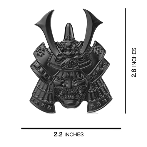 Samurai Metal Car Sticker, Japanese Style Hannya Decal, Demon With Helmet Emblem, Devil Death Skull Zinc Alloy Skull Cool Badge For Automotive, Truck, Motorcycle (Type B - Black) #TOP5