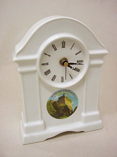 Reloj DE PIE SOBREMESA Porcelana Souvenir Recuerdo DE CASTELLDEFELS Castillo Barcelona CATALUÑA ESPAÑA Spain