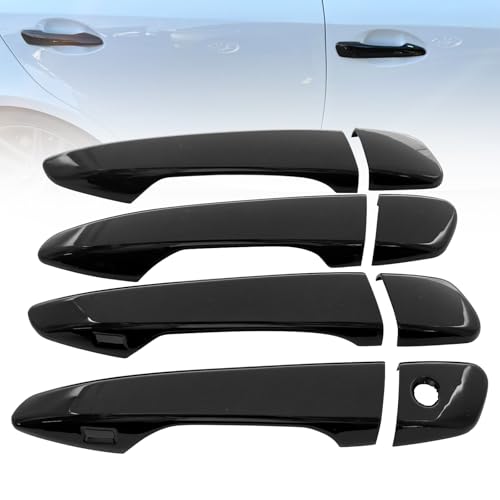 Image of SecosAutoparts 4Pcs Door Handle Covers W /2 SMT KH, Glossy Black, Compatible with Lexus is 2014-2022, GS 2013-2020, ES 2013-2018 RX 2010-2015, CT 2011-2017