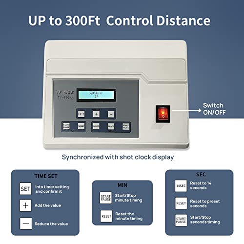 Gan Xin 2 Units Basketball Timer Shot Clock & Controller ,14/24 Seconds Countdown Clock,Portable Shot Clock With Buzzer, Support Tripod Installation (Game Time+ Shot Clock （2Units With Tripod) #TOP3