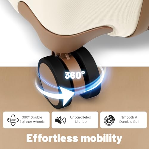 Image of 3-Piece Luggage Set with 20 inch Carry On, ABS Hardside Suitcase with Spinner Wheels & TSA Lock, Easy-Control Rolling Suitcase for Business Trips & Weekend Getaways (20 /TB /DB Beige)
