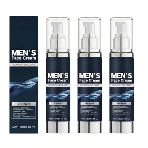 Crema facial 6 en 1 para hombres, crema hidratante para la cara, crema facial reafirmante, bálsamo facial antiedad para hombres, hidratante, loción para después del afeitado multiacción (3 unidades)