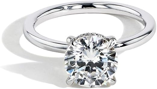 1.0 - 10.0 Carat Certified Round Excellent Cut Solitaire Four Prong Hidden Halo Moissanite & Lab Diamond Engagement Ring In Silver 925 Platinum Plated Sterling Silver Ring For Women Promise Bridal Wedding Ring