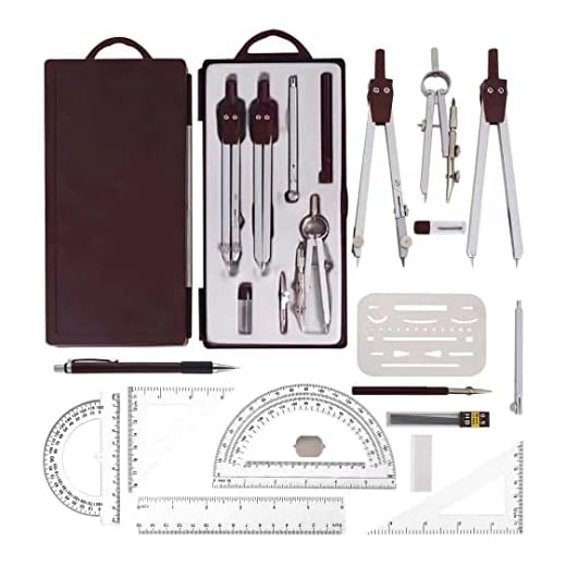 Compass for Geometry Drawing Tools & Drafting Kits for Engineer Geometry Set Metal for Architecture Geometry Set for School with Set Square Protractor Erasing Shield and More.W.8.5Oz