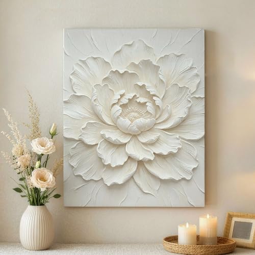 Impression sur toile de pivoine blanche, art mural haut de gamme