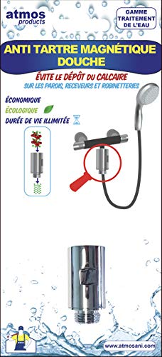 Atmos Products 1532 CALCAIRE/Anti TARTRE MAGNETIQUE Special Douche 1532-Dispositif idéal pour éviter Le dépôt l’Espace, Gris métal