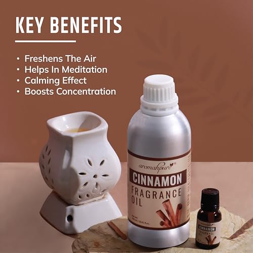 Image of Aromahpure Cinnamon Aroma Oil | 500ml Undiluted & Natural | Long-Lasting Scent for Aromatherapy, Candle & Soap Making, Diffusers, Room Freshener, Humidifier, Bathroom Revitalizer & Home Essentials