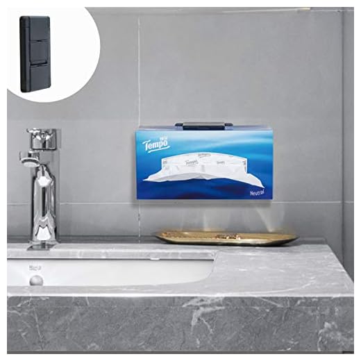 TFY Tissue Box Holder, Kitchen Wall Mount Compatible with Kleenex Facial Tissues and Other Napkin Paper Boxes, Also Compatible with Other Devices-Black