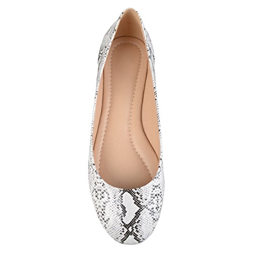 Brinley Co. Womens Comfort Sole Faux Leather Round Toe Flats Snake, 7 Regular US3
