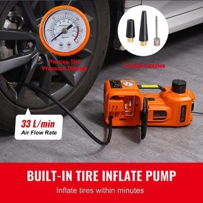 Happybuy Electric Auto Jack, 5 Ton Hydraulic Lift with Electric Wrench, Vehicle Elevator with Integrated Air Pump and LED, Ideal for SUVs, MPVs, Sedans, and Trucks, Tire Change and Repair Tool
