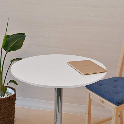 35 Inches Round Bar Table Adjustable Height Chrome Metal And Wood Cocktail Pub Table Mdf Top 360°Swivel Furniture (White) #TOP4