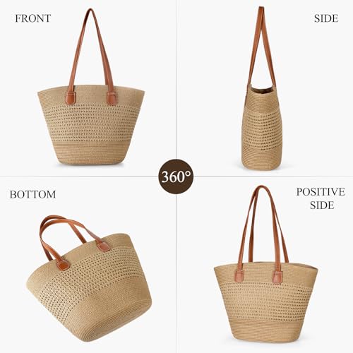 Beach Bags for Women, Large Beach Bag, Woven Straw Tote Bags Waterproof, Weaving Swim Shopping Travel Bag4