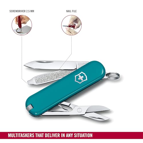 Image of Victorinox Swiss Army Knife - FRESH. STYLISH. COLORFUL SWISS CLASSICS - 7 Function, Multitool with a Pair of Scissors - Mountain Lake, 58 mm