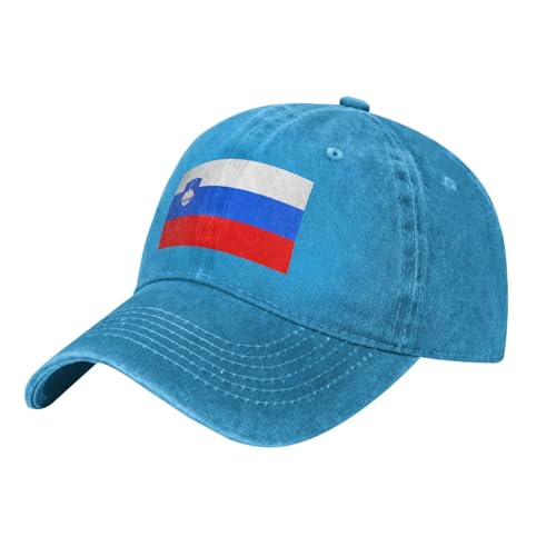 WHJSSF Casquette de baseball noire motif drapeau de la Slovénie avec sangle réglable, coton classique pour homme et femme, respirante et élégante, bleu, Taille unique