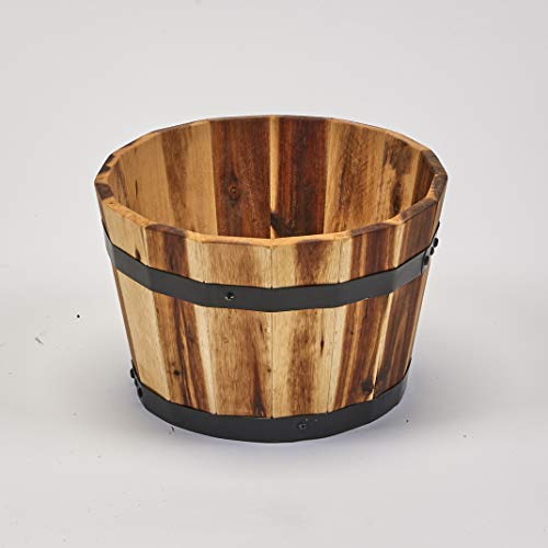 Worth Imports Wood Barrel, 13", 8" Planter, Brown (2841A) #TOP22