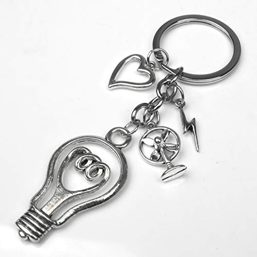 Preisvergleich Produktbild PEIPONG Mode Herren 30Mm Schlüsselbund DIY Metallhalterung Elektrischer Lüfter Schlüsselanhänger Liebe Glühbirne Glühbirne 46X24Mm Anhänger Geschenk
