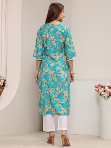 Image of Libas Printed Silk Blend Straight Kurta Suit