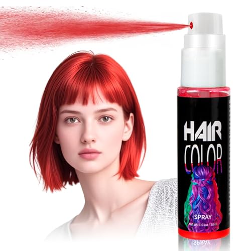 Temporary Hair Color Spray Red Temporary Hair Dye for Boys and Girls Red Instant Styling Hair Spray Vibrant Washable Hair Wax for Halloween Christmas Fancy Dress Cosplay - Easy To Colour
