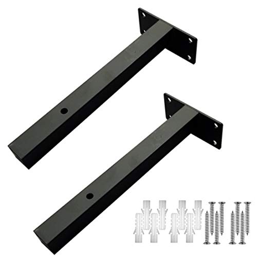 2 soportes flotantes para estantes flotantes, soporte de estante cuadrado negro para estantes flotantes, soportes para estantes de madera resistente, estilo vintage