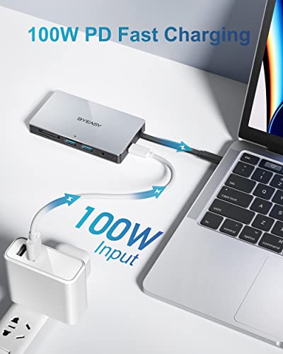 Byeasy 7 In 1 Usb C Hub, 4K Hdmi Adapter, Usb C 100W Pd Output, Usb 3.0*2, Sd/Micro Sd Reader, 3.5Mm Audio Compatible With Laptop, Macbook, Surface, Ipad Air Pro And Other Type C Devices. #TOP2