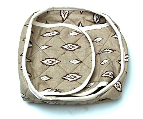 Jet New Unique Design Roti, Tortilla, Breads, Pizza Cloth Cover- Washable Cotton Cloth- Keep Roti Chapati Fresh Soft and Warm (Cream Khadi Print Cotton)