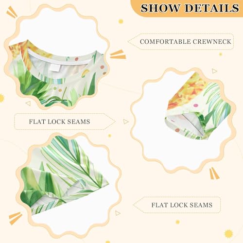 Pineapple Frond Dot Beige Boy's Rash Guard Swim Shirt Long Sleeve Sun Shirt for Swimming Pool Beach UPF50+3