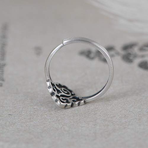 Retro hollow us cloud pattern s925 anneaux en argent ajustable - 4