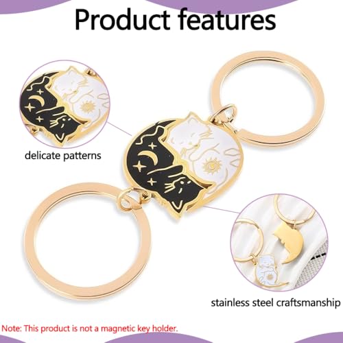 Image of Zibuyu Cute Cat Anime Matching Keychains - Couple Gift for Boyfriend Girlfriend, Husband Wife & Best Friend, Ideal for Long Distance Relationship, Anniversary & Valentines Day
