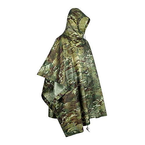 Poncho de lluvia | Impermeable impermeable | Impermeable portátil con capucha de camuflaje para caza al aire libre, tienda de campaña, refugio, camping, senderismo, marina
