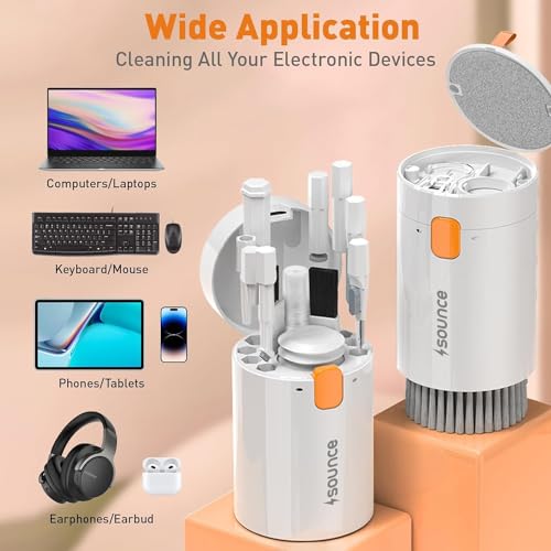 Image of Sounce 20 in 1 Laptop Cleaning kit for Screen, PC, Monitors, Keyboards, Desktop, MacBooks, iPhones, Mobile and Earphones with Dust Removal Blown - White