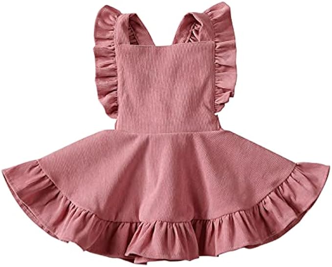 Piacakece Baby Girls Corduroy Suspender Skirt Toddler Girl Ruffled Sleeveless Strap Overalls Skirt Tutu Dress Clothes