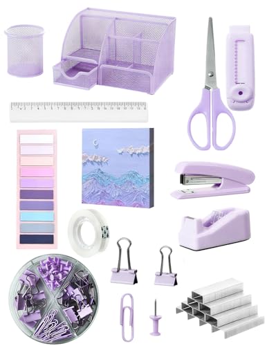 Set d'accessoires de bureau 12 en 1 avec porte-stylos et agrafeuse compacte