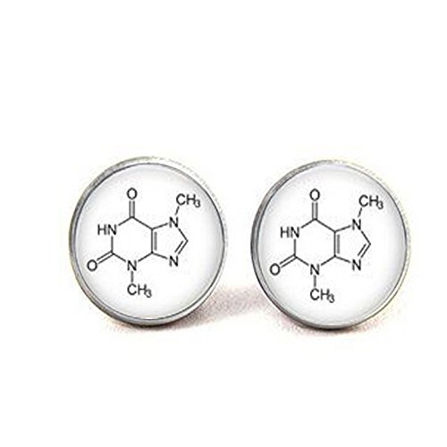 Chemistry Jewelry Earrings - Biochemistry Ear Studs - Chocolate Molecule - Theobromine Ear Studs - Biology Chemistry Ear Studs