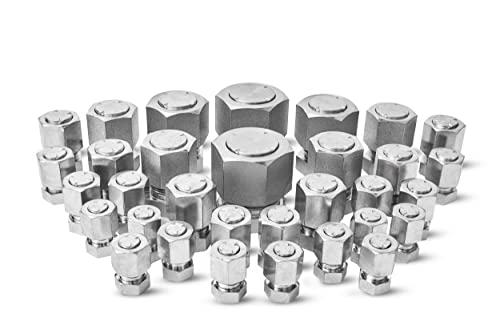 64 Pcs. ORFS Cap & Plug Assortment Kit, Seal Adapter Set for Hydraulic Hose Tube and Pipe, O-Ring Face Seal Fittings, Galvanized Carbon Steel with Precision Threading, Dash Sizes 4 6 8 10 12 16