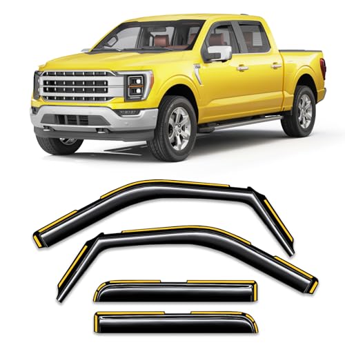 Goholy in-Channel Window Rain Guard for Ford F150 2021-2026 SuperCrew Truck Rain Guards Side Window Visors Low Profile Vent Visor Window Deflectors Vent Shades Car Accessories