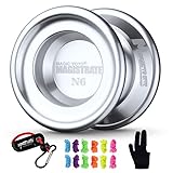 MAGICYOYO Yoyo Magic yoyo N6 Magistrate Professional Alloy Yoyo Unresponsive Yoyo Holster + 12 Strings+ Yoyo Glove Gift (Silver)