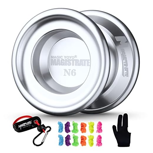 MAGICYOYO Yoyo Magic yoyo N6 Magistrate Professional Alloy Yoyo Unresponsive Yoyo Bag + 5 Strings+ Glove Gift (Silver)