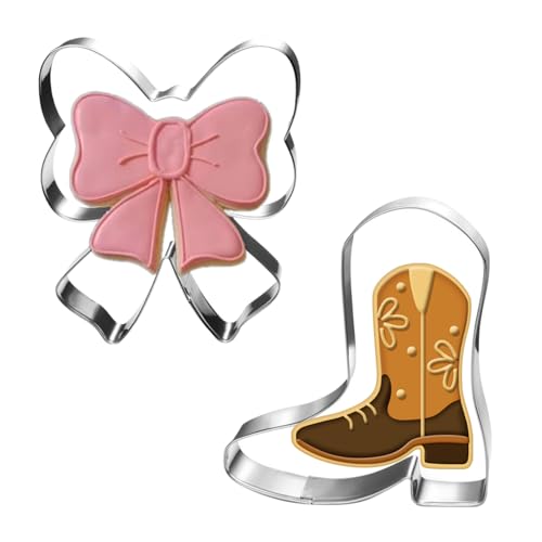 Boot and Bow Cookie Cutter Set-2 Piece-3.6" 3.78"-Dishwasher Safe...