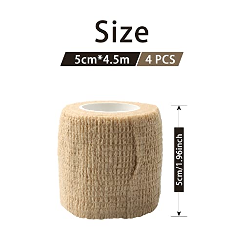 Sihuuu 4 Pcs Self Adhesive Bandage Wrap Athletic Elastic Cohesive Bandage For Sports Injury,Strain,Ankle, Knee, Wrist,Ankle Sprains #TOP1