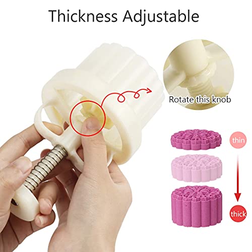 Cookie Stamp Moon Cake Mold Set, 125G 5Pcs Thickness Adjustable Cookie Press Diy Decoration Hand Press Cutter Cake Dessert Tool #TOP3