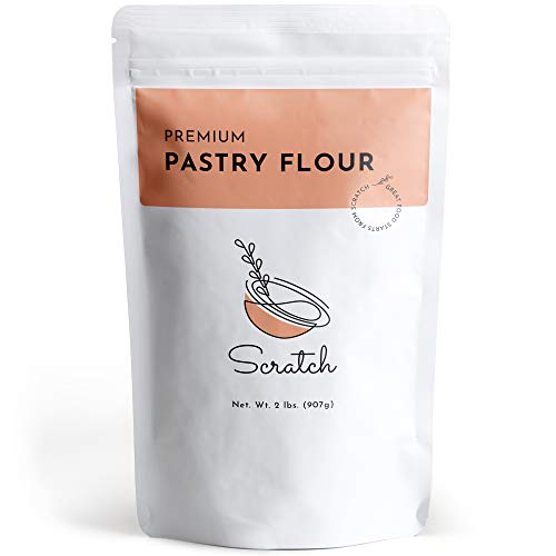 Scratch Premium Pastry Flour - (2 LB) Unbleached Pastry Flour for Baking Delicious Pastries and Cakes