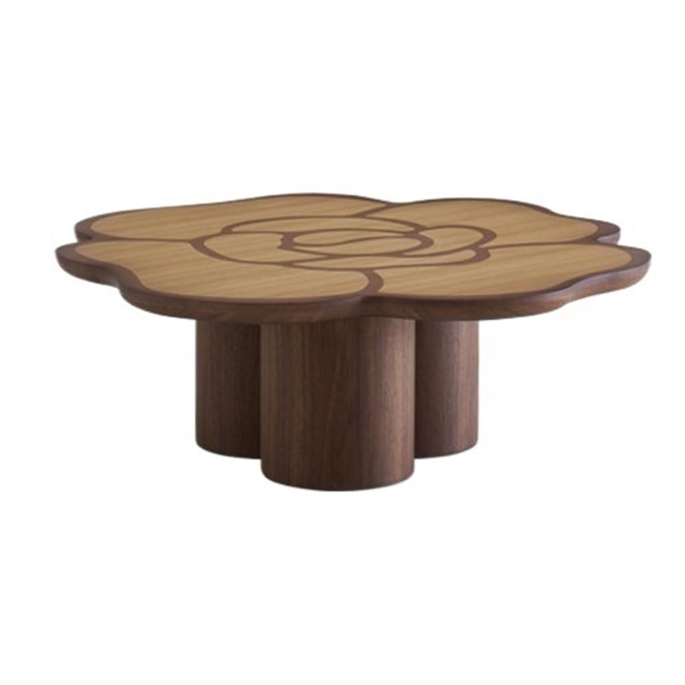 ZTHYSHOZ Side Table Flower-Shaped Wood Coffee Table Dual-Tone Living Room Accent