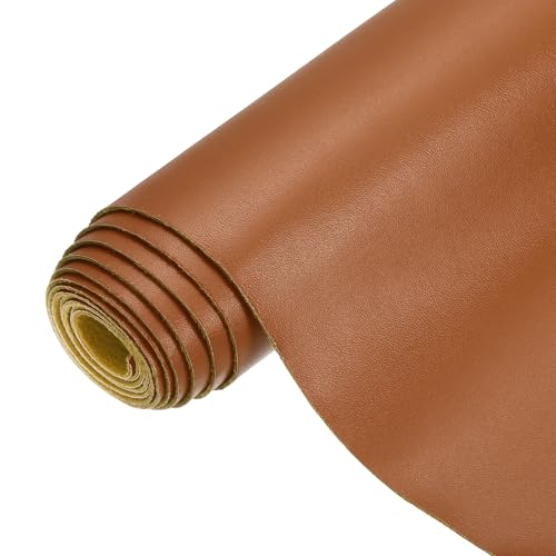 QUARKZMAN PU Kunstleder Stoff Nappa Prägung 0.4 Yards Länge 54x14x0.04 Weiches Synthetisches Leder Material Blätter 1mm Dick Für Taschen DIY Handwerk Braun