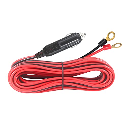 Male Cigarette Lighter Plug To Eyelet Terminals 12V 10Ft - 12V Cigarette Lighter Male Plug Extension Cable With Battery Eyelet Terminal Connector 16Awg Heavy Duty Power Supply Cord For Power Inverter #TOP7