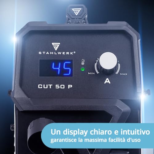 Stahlwerk Taglierina Al Plasma Cut 50P - 45A Inverter, Plasma Cutter 15-45A, Potenza Di Taglio Max. 15Mm, Accensione Pilota Hf, Display Digitale, Raffreddamento Intelligente, Facile Da Usare, Molti - 6