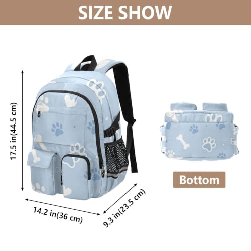 Mochila de viaje de huellas de perro azul para universidad 3